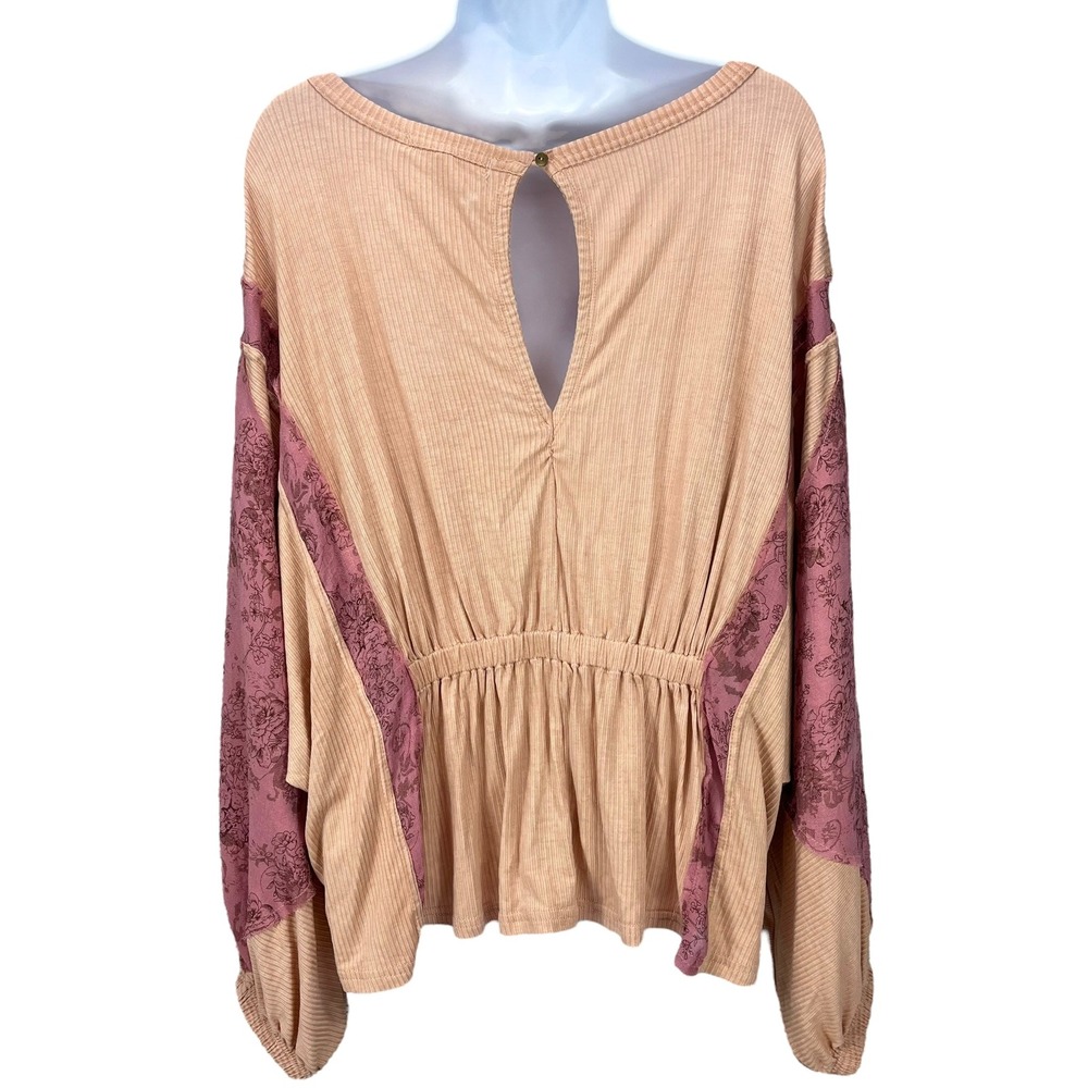Gimmicks by BKE Women's Large‎ Peach Pink Lace Peasant Boho Flowy Blouse NWT - Picture 4 of 7